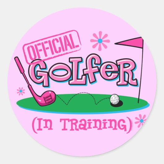 Sticker Rond Fille Golfeuse en formation (Devant)