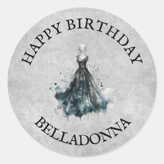 Sticker Rond Fille gothique Anniversaire (Devant)