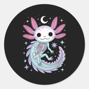 Sticker Rond Fille gothique pastel kawaii adorable squelette ax