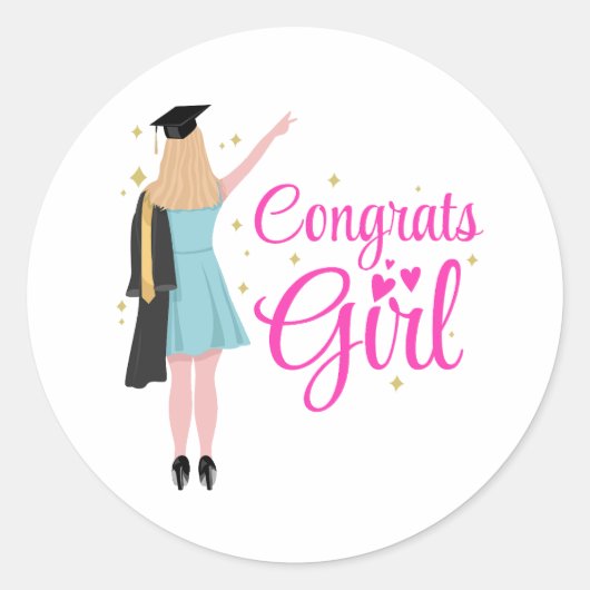 Sticker Rond Fille Graduation Congrats Design (Devant)