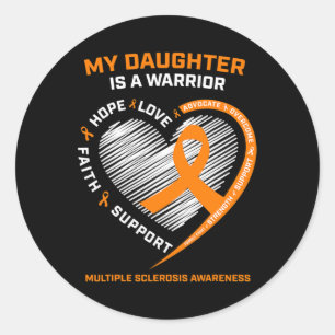 Sticker Rond Fille guerrière Porte Orange Sclérose Multiple Aw