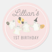 Sticker Rond Fille Halloween Fantôme fête d'anniversaire (Devant)