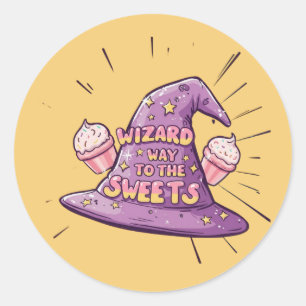 Sticker Rond Fille Halloween - Le chemin du sorcier vers les do