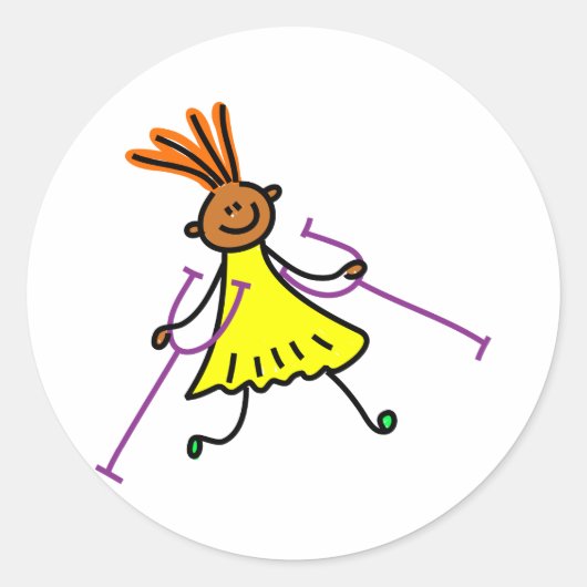 Sticker Rond Fille handicapée (Devant)