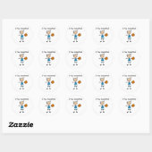 Sticker Rond Fille I Joue Au Basket (Feuille)