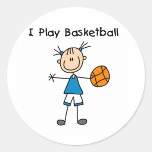 Sticker Rond Fille I Joue Au Basket