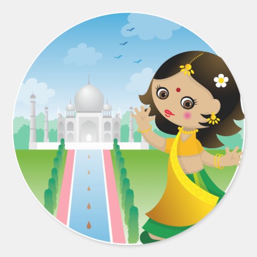 Sticker Rond fille indienne (Devant)