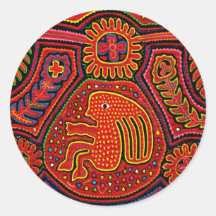 Sticker Rond Fille indienne Kuna sur un vélo