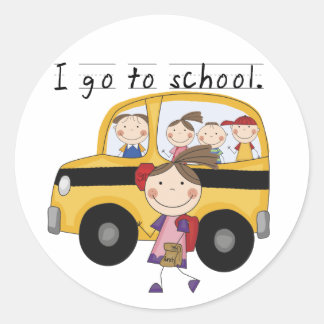 Sticker Rond Fille Je vais à l'école T-shirts et cadeaux