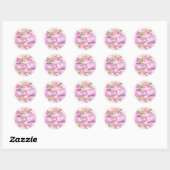 Sticker Rond Fille Joli Chic Floral Blush Rose Merci (Feuille)