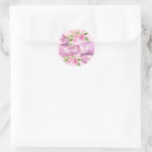 Sticker Rond Fille Joli Chic Floral Blush Rose Merci (Sac)