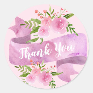 Sticker Rond Fille Joli Chic Floral Blush Rose Merci