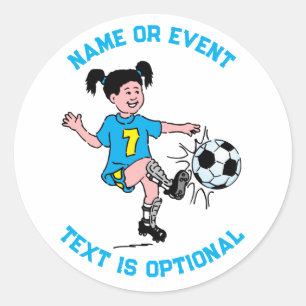 Sticker Rond Fille jouant au football 