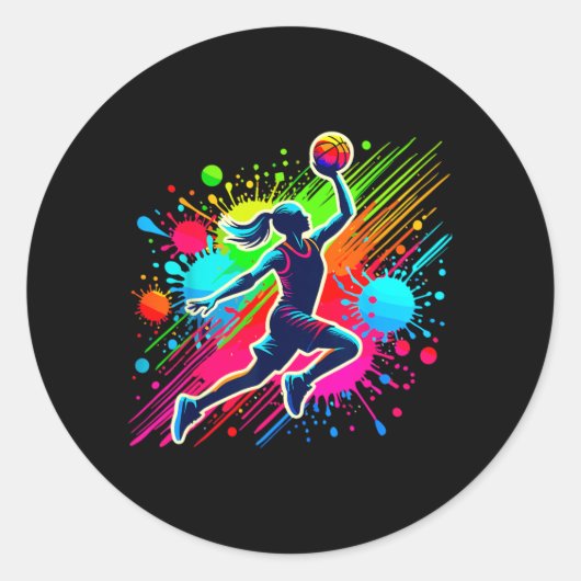 Sticker Rond Fille Joueuse de Baseball (Devant)