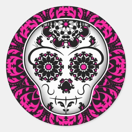 Sticker Rond Fille jour du crâne de sucre mort (Devant)