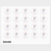 Sticker Rond Fille Koala Ours Baby shower rose Favoriser (Feuille)