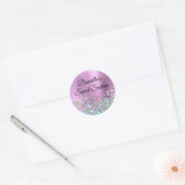 Sticker Rond Fille Lavender Foil Holo Parties scintillant Anniv (Enveloppe)