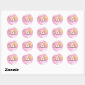 Sticker Rond Fille laveuse rose et or (Feuille)