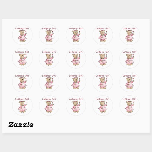 Sticker Rond Fille Lollipop (Feuille)