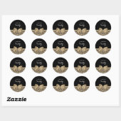 Sticker Rond Fille Lumière Brown Jaguar mignonne Bow Brown avec (Feuille)