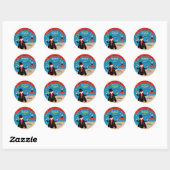 Sticker Rond Fille magicien Spectacle Anniversaire (Feuille)