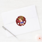 Sticker Rond Fille mignonne de boxeur (Enveloppe)