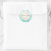 Sticker Rond Fille Mint Blanc Glam Ombre Empreinte de léopard (Sac)