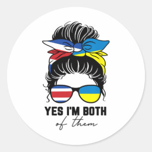 Sticker Rond Fille moitié costaricienne moitié ukrainienne Cost