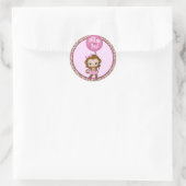 Sticker Rond FILLE MONKEY Tu Tu Cute Baby Merci #5 TTC (Sac)