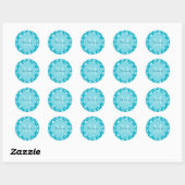 Sticker Rond Fille Monogramme Turquoise Daisy Fleurs Avec Nom (Feuille)