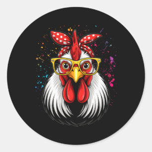 Sticker Rond Fille Ndana au poulet - Propriétaire de volaille é