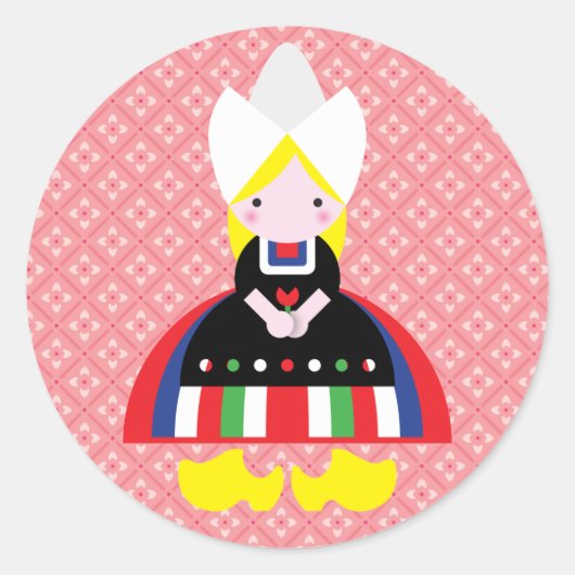Sticker Rond fille néerlandaise (Devant)