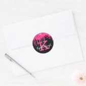 Sticker Rond Fille Noir Hot Rose Parties scintillant Drivers (Enveloppe)