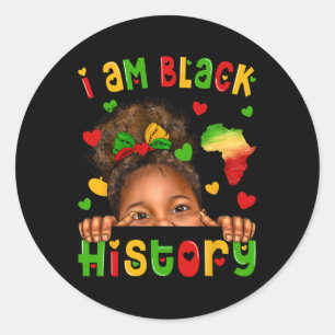 Sticker Rond Fille noire afro-américaine enfants afro Mois de l