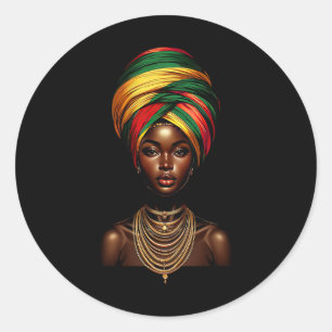 Sticker Rond Fille noire Afro Femme foulard foulard noir Son
