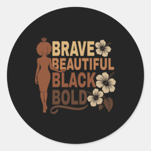 Sticker Rond Fille noire afro mélanisée audacieuse belle et cou