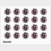 Sticker Rond Fille noire Bubblegum sorcière rose-o-ween (Feuille)