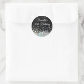 Sticker Rond Fille noire Ombre Holo Parties scintillant 30e ann (Sac)