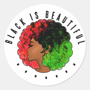 Sticker Rond Fille noire panafricaine femme rouge vert fierté a