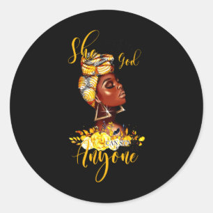 Sticker Rond Fille Noire Qui S'Agenouille Avant Que Dieu Puisse