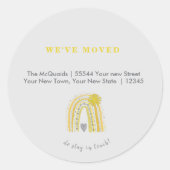 Sticker Rond Fille Nous avons déménagé Faire-part Boho Arc-en-c (Devant)