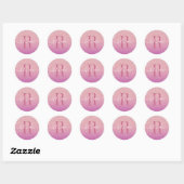Sticker Rond Fille Ombre rose violet Parties scintillant Nom du (Feuille)