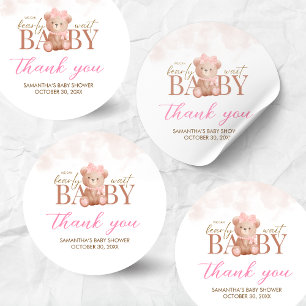 Sticker Rond Fille on peut attendre Baby shower