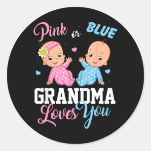 Sticker Rond Fille ou garçon, Mamie t'aime, fête de révélation 