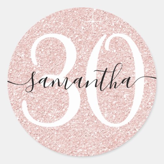 Sticker Rond Fille Pale Rose Gold Faux Parties scintillant Pers (Devant)