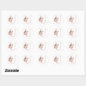 Sticker Rond Fille Pale Rose Parties scintillant or Floral U Mo (Feuille)