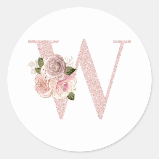 Sticker Rond Fille Pale Rose Parties scintillant or Floral W Mo (Devant)
