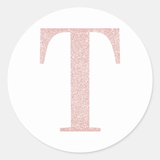 Sticker Rond Fille Pale Rose Parties scintillant or Monogramme (Devant)