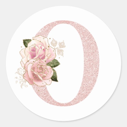Sticker Rond Fille Pale Rose Parties scintillant or Monogramme  (Devant)