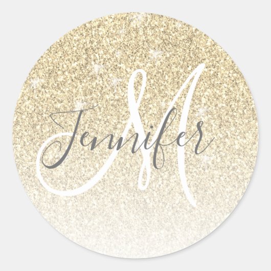 Sticker Rond Fille Parties scintillant or étincelante Nom du mo (Devant)